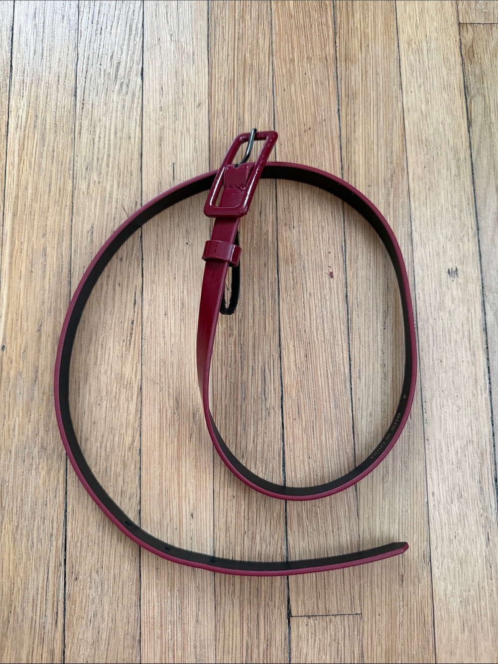 Women's Red Leather Slim Belt - Unbranded
